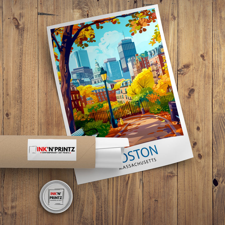 Boston Massachusetts Travel Print Wall Decor Wall Art Boston Wall Hanging Home Décor Boston Gift Art Lovers Massachusetts Art Lover Gift