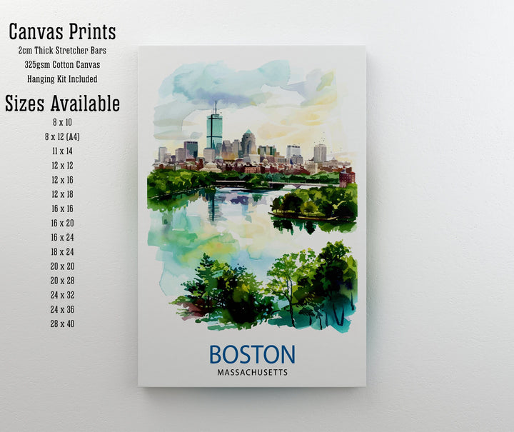 Boston Massachusetts Travel Print Wall Decor Wall Art Boston Wall Hanging Home Décor Boston Gift Art Lovers Massachusetts Art Lover Gift