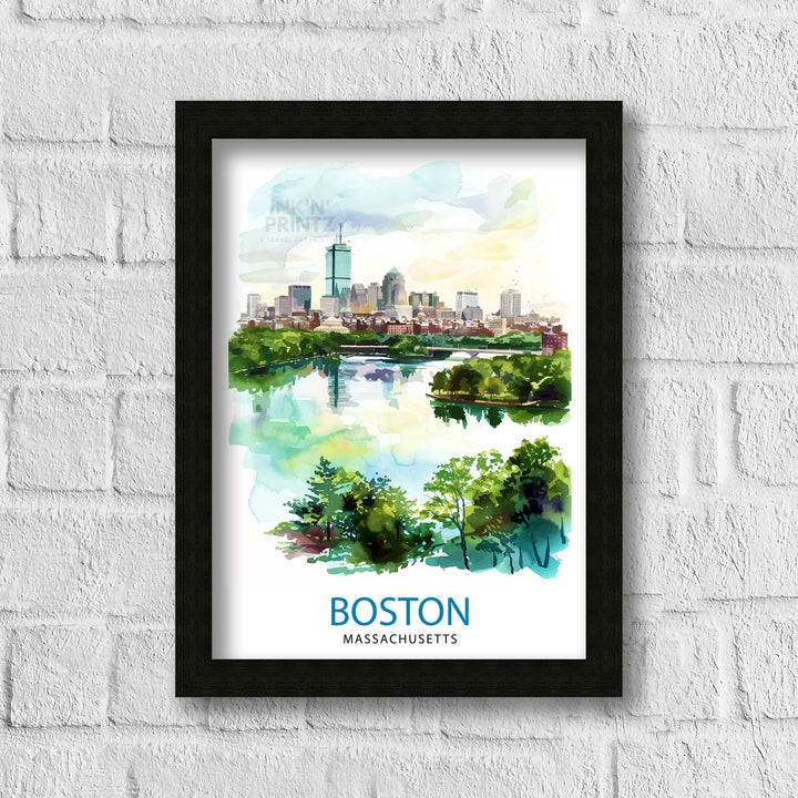 Boston Massachusetts Travel Print Wall Decor Wall Art Boston Wall Hanging Home Décor Boston Gift Art Lovers Massachusetts Art Lover Gift