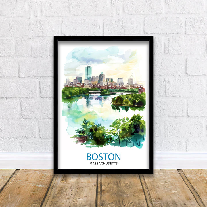 Boston Massachusetts Travel Print Wall Decor Wall Art Boston Wall Hanging Home Décor Boston Gift Art Lovers Massachusetts Art Lover Gift