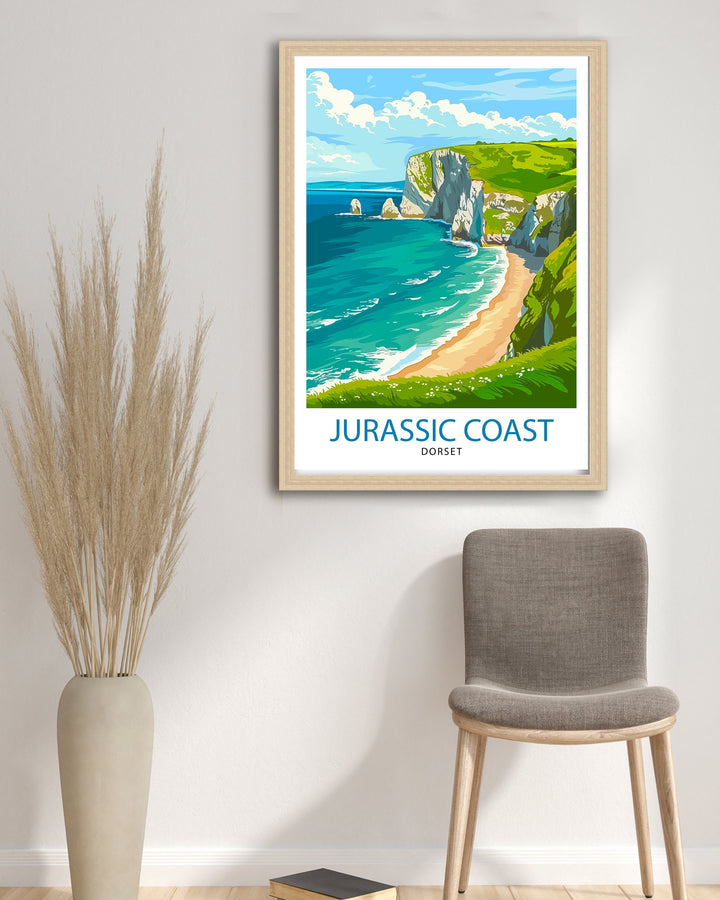 Jurassic Coast England Travel Poster