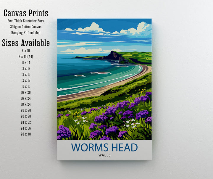 Worms Head Wales Travel Poster