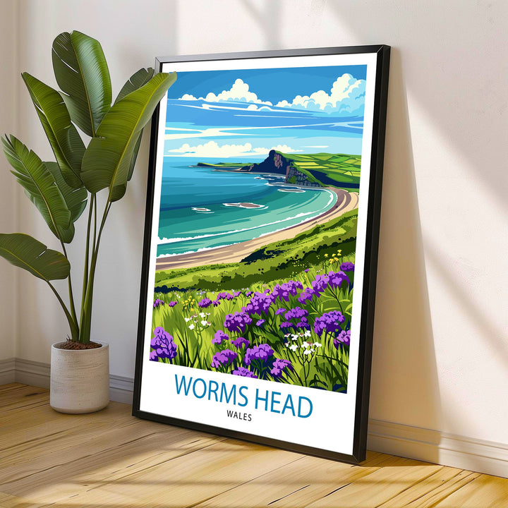 Worms Head Wales Travel Poster