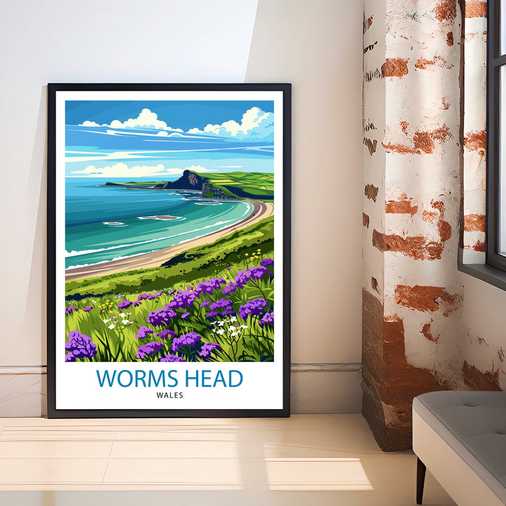Worms Head Wales Travel Poster