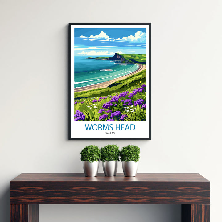 Worms Head Wales Travel Poster