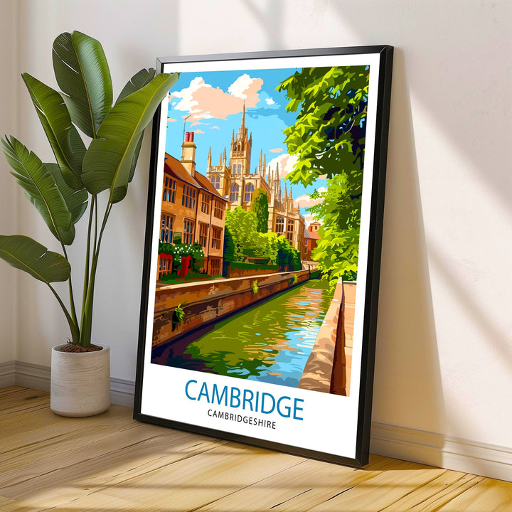 Cambridge England Travel Poster