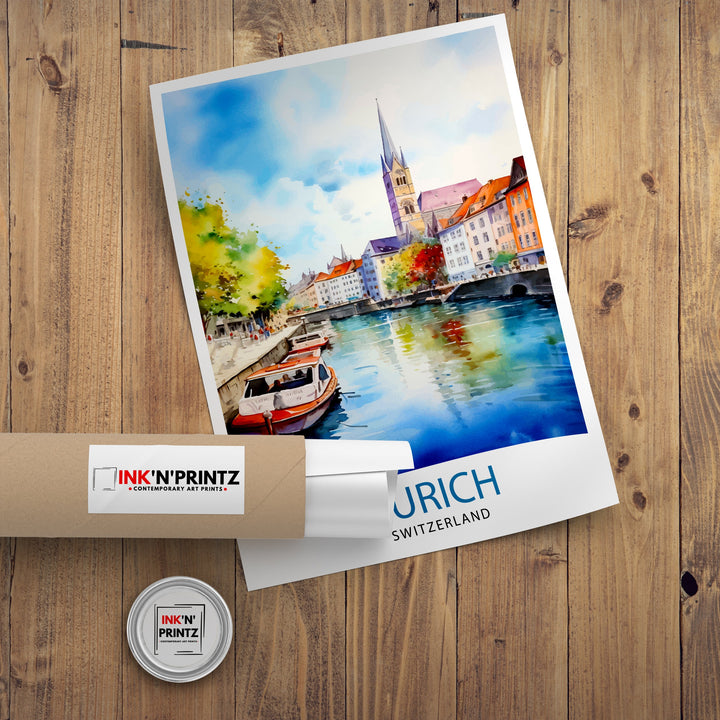 Zurich Switzerland Travel Poster Zurich