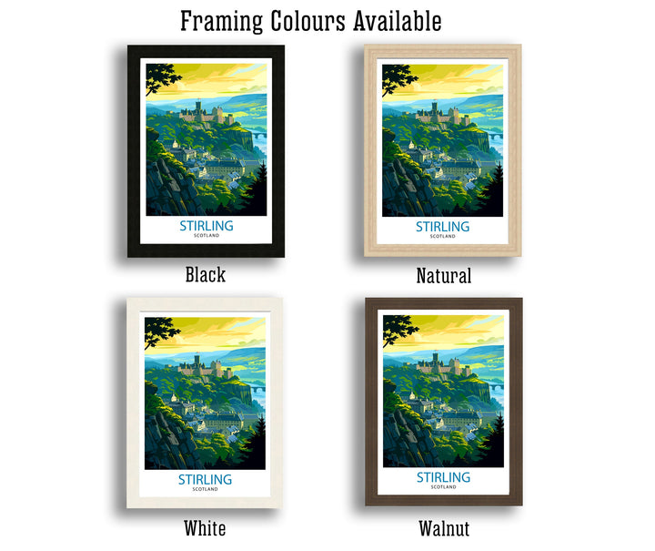 Stirling Scotland Poster Historic City Art Scottish Landmarks Poster Stirling Castle