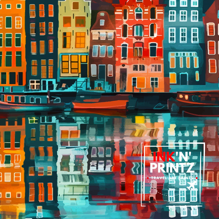 Amsterdam Netherlands Travel Poster