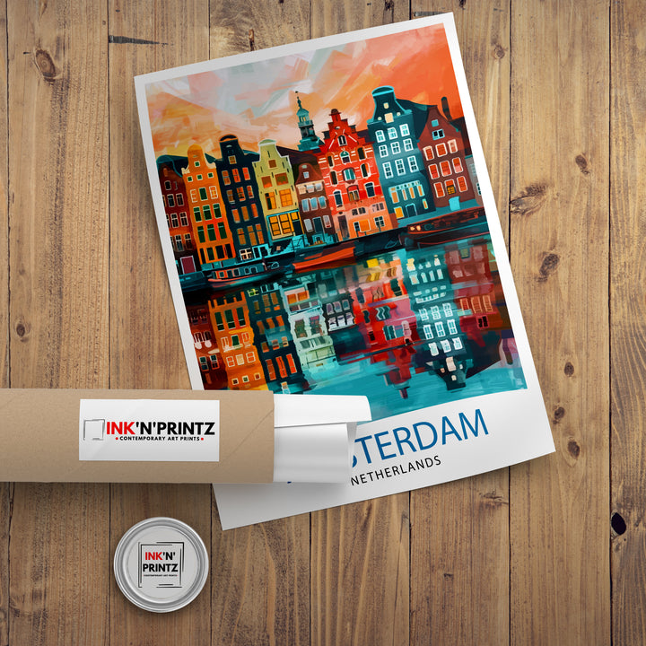 Amsterdam Netherlands Travel Poster