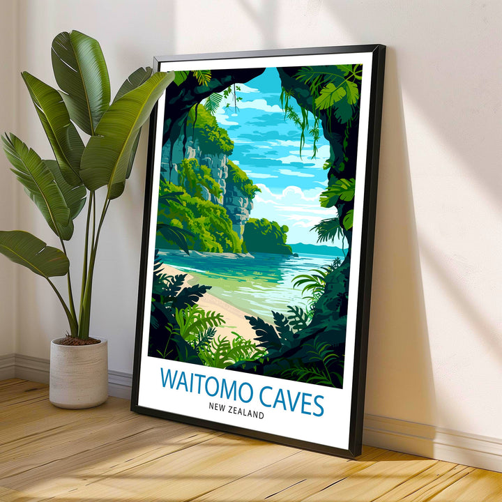Waitomo Caves New Zealand Travel Poster