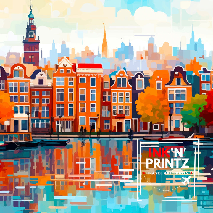Amsterdam Netherlands Travel Poster