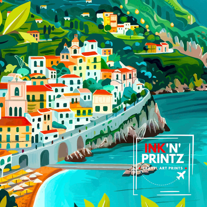 Amalfi Coast Italy Travel Poster