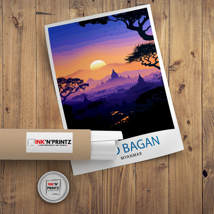 Bagan Myanmar Travel Poster