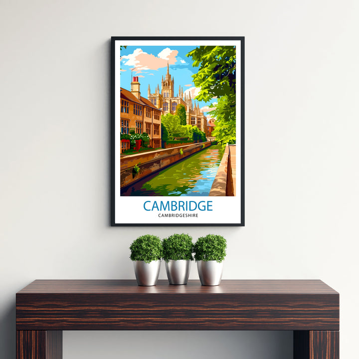 Cambridge England Travel Poster