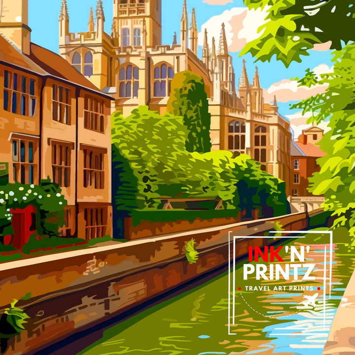 Cambridge England Travel Poster