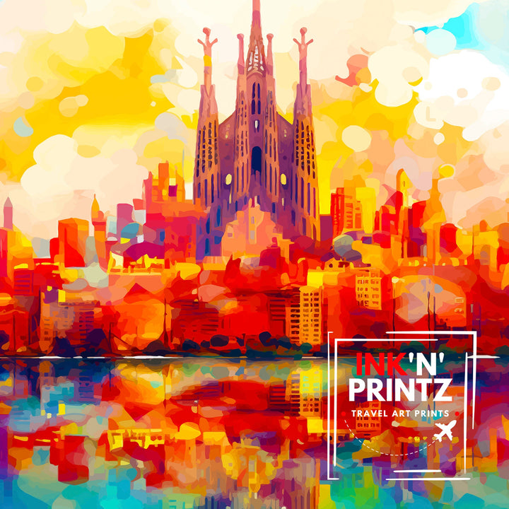 Barcelona Spain Travel Poster Barcelona