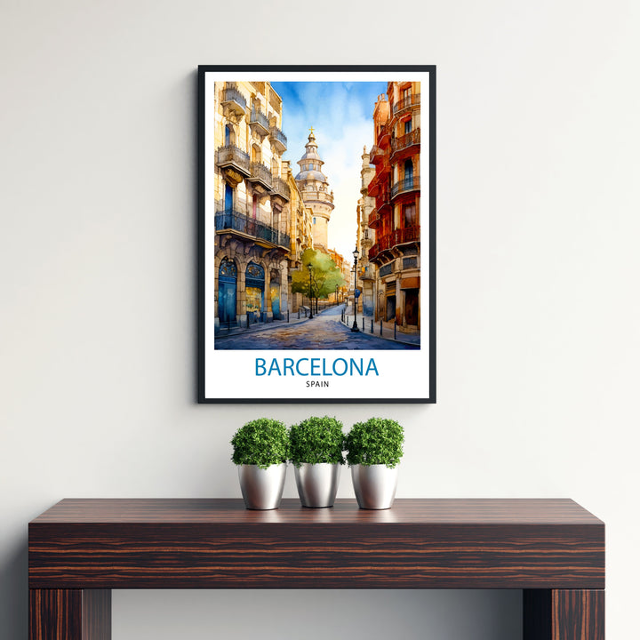 Barcelona Spain Travel Poster Barcelona