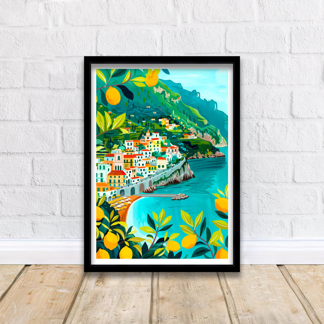 Amalfi Coast Italy Travel Poster