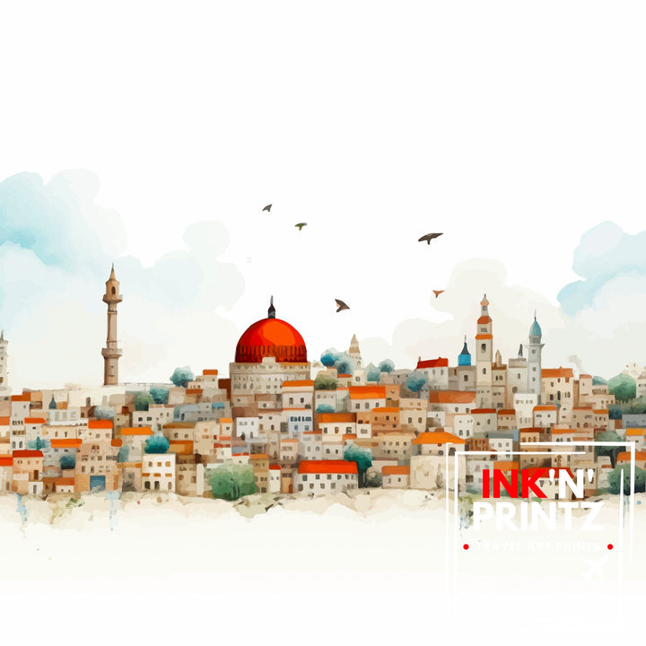 Israel Skyline Travel Poster