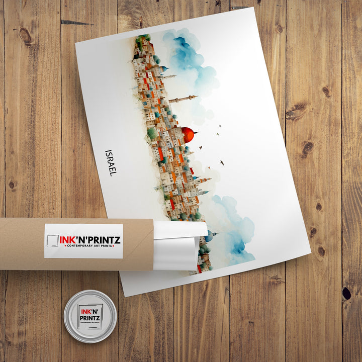 Israel Skyline Travel Poster