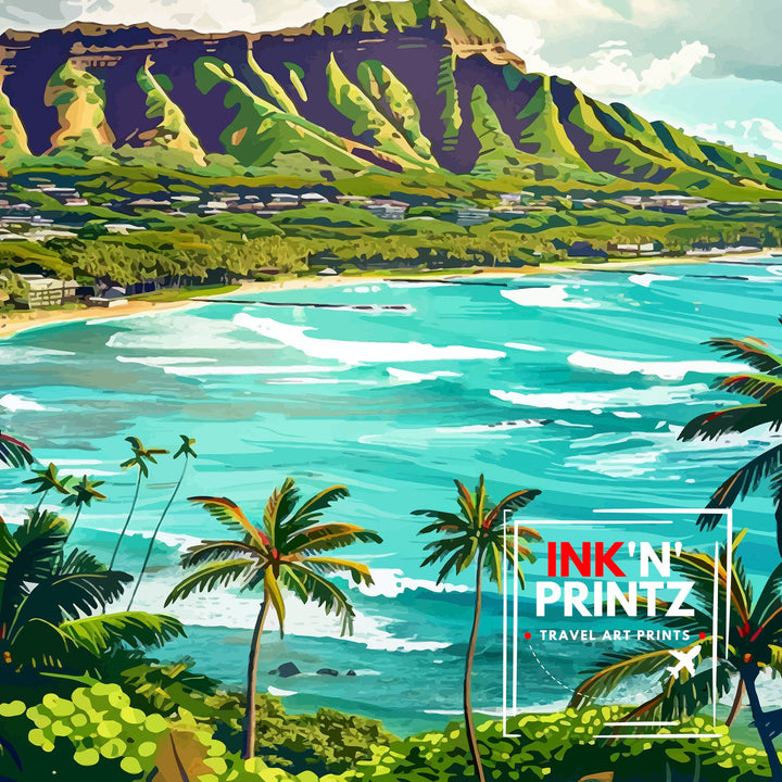 Diamond Head Oahu Travel Poster