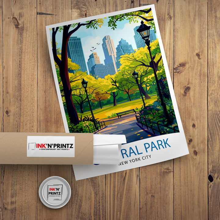 Central Park New York Travel Poster