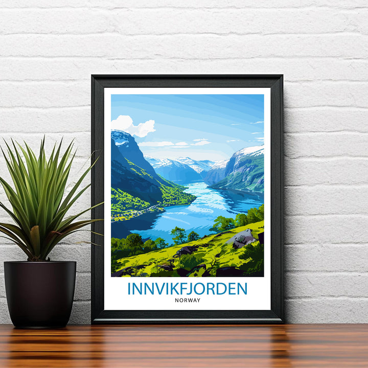 Innvikfjorden Norway Travel Poster