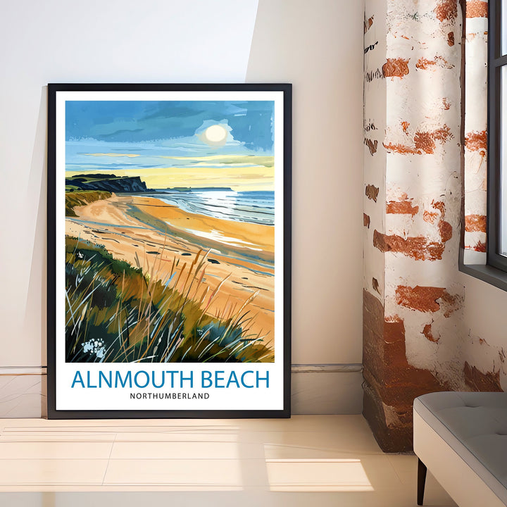 Alnmouth Beach Northumberland Travel Poster