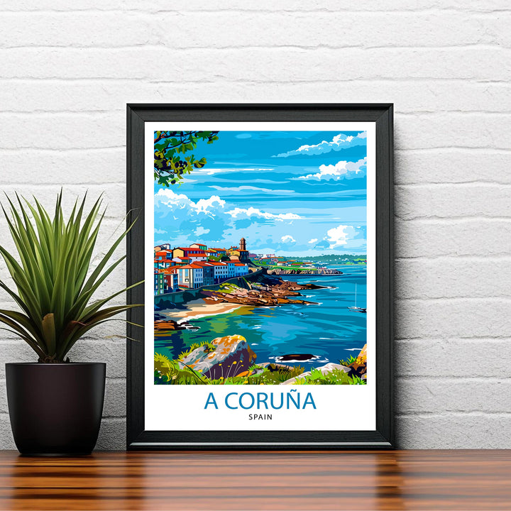 A Coruna Spain Travel Poster