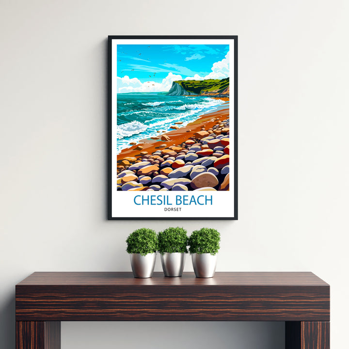 Chesil Beach Dorset Travel Poster