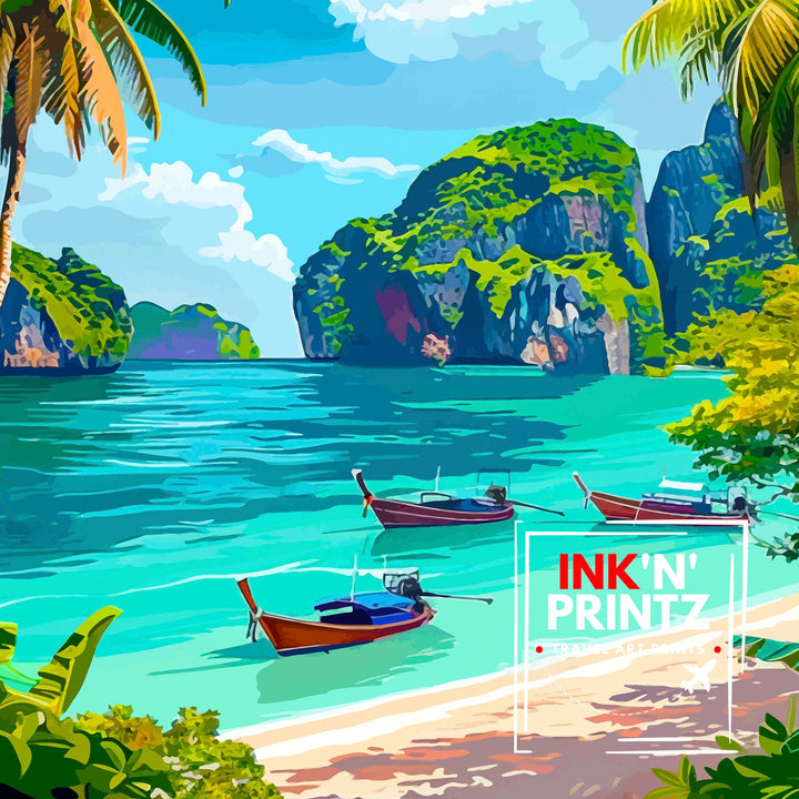 Phi Phi Islands Thailand Travel Poster