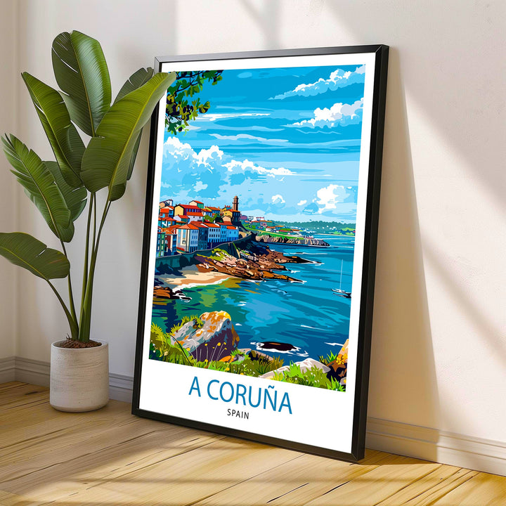 A Coruna Spain Travel Poster