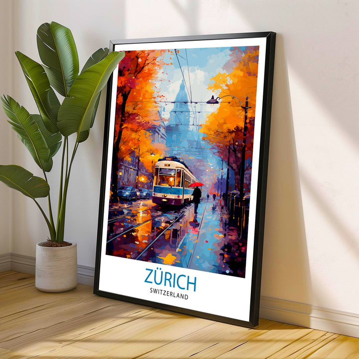 Zurich Switzerland Travel Print Zurich Wall Decor Zurich Home Living Decor Zurich Illustration Travel Poster Gift For Zurich Switzerland
