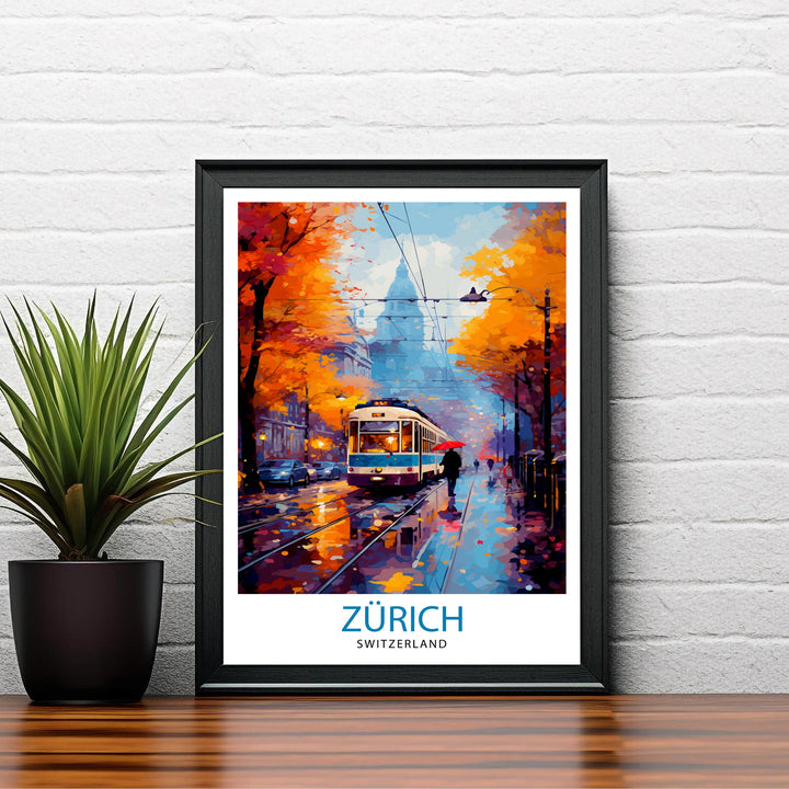 Zurich Switzerland Travel Print Zurich Wall Decor Zurich Home Living Decor Zurich Illustration Travel Poster Gift For Zurich Switzerland