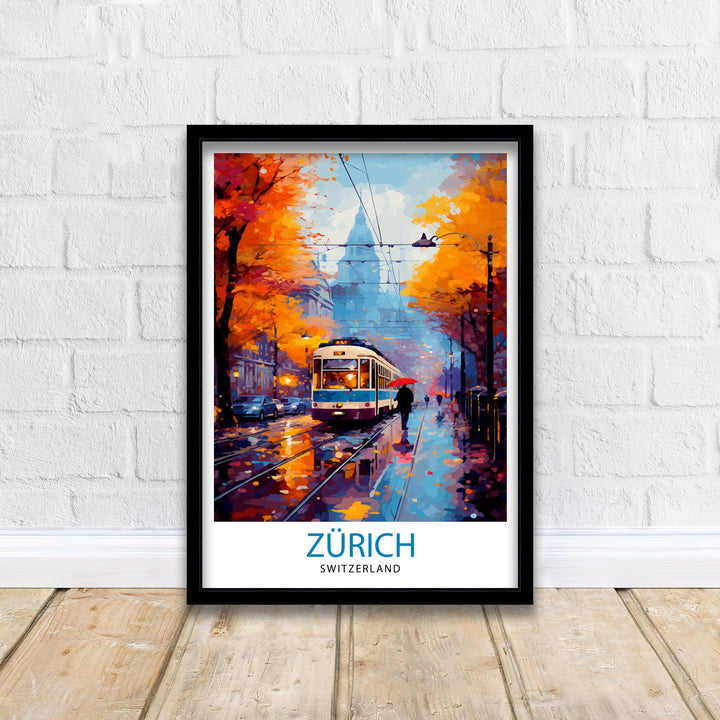Zurich Switzerland Travel Print Zurich Wall Decor Zurich Home Living Decor Zurich Illustration Travel Poster Gift For Zurich Switzerland