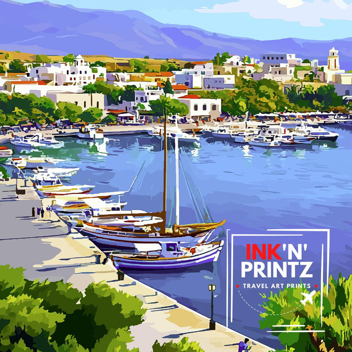 Kos Harbour Greece Travel Poster