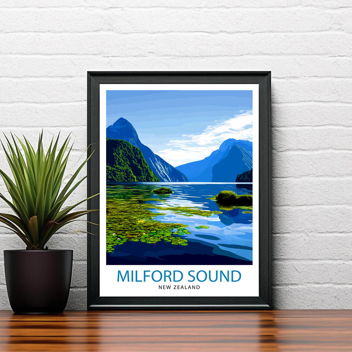 Milford Sound New Zealand Travel Poster