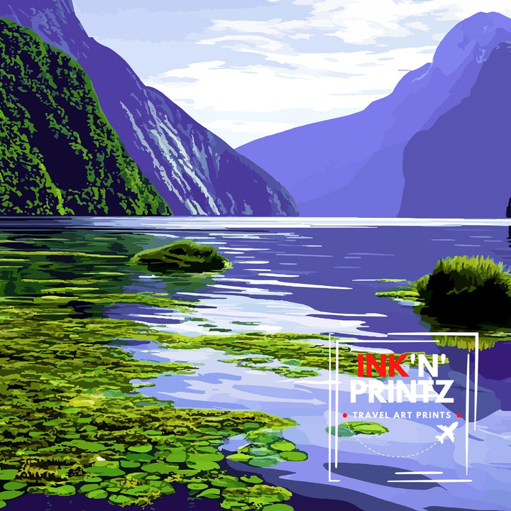Milford Sound New Zealand Travel Poster