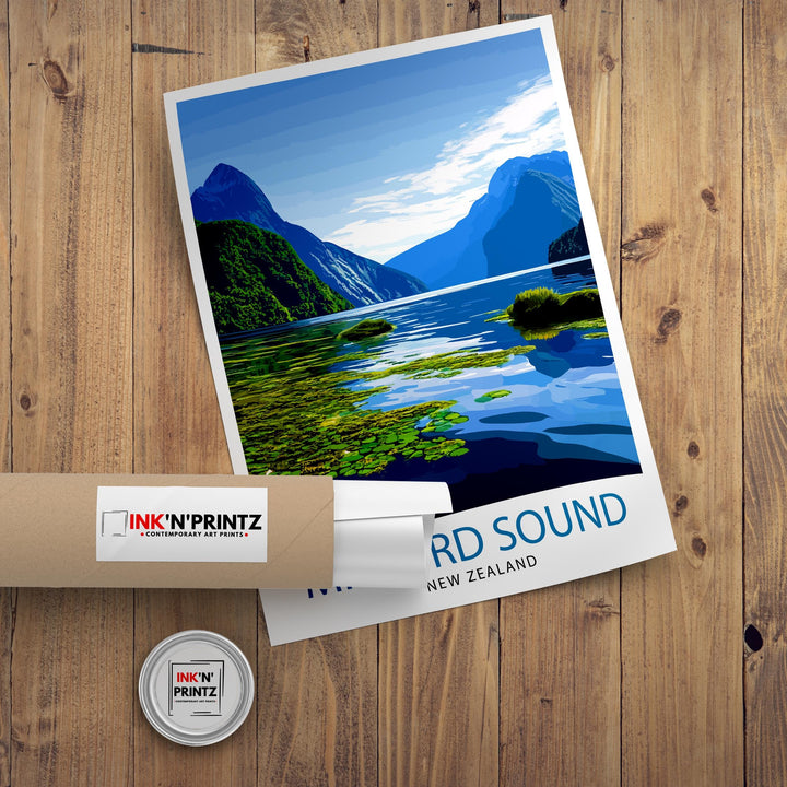 Milford Sound New Zealand Travel Poster