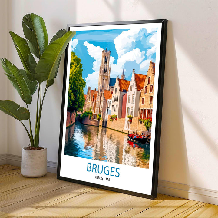 Bruges Belgium Travel Print Wall Decor Wall Art Bruges Canal View Wall Hanging Home Décor Belgian Art Gift Art Lovers Medieval City Print