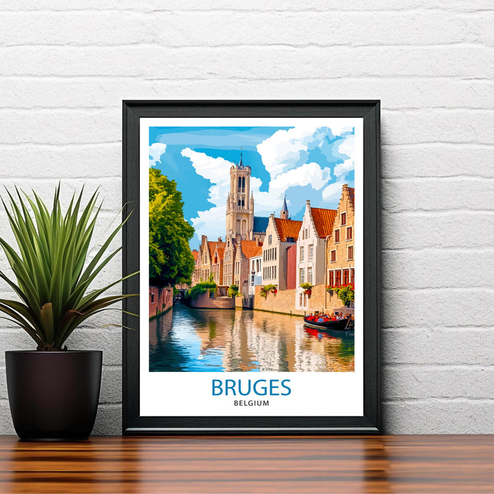 Bruges Belgium Travel Print Wall Decor Wall Art Bruges Canal View Wall Hanging Home Décor Belgian Art Gift Art Lovers Medieval City Print