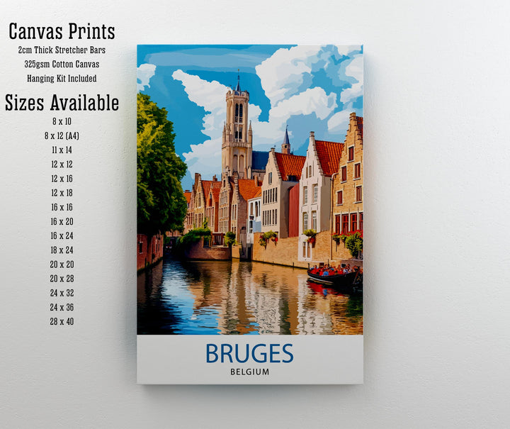 Bruges Belgium Travel Print Wall Decor Wall Art Bruges Canal View Wall Hanging Home Décor Belgian Art Gift Art Lovers Medieval City Print