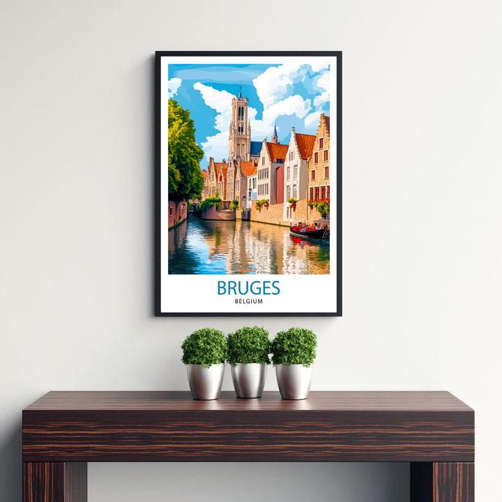 Bruges Belgium Travel Print Wall Decor Wall Art Bruges Canal View Wall Hanging Home Décor Belgian Art Gift Art Lovers Medieval City Print