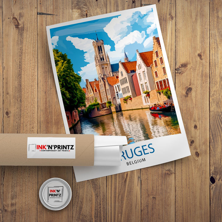 Bruges Belgium Travel Print Wall Decor Wall Art Bruges Canal View Wall Hanging Home Décor Belgian Art Gift Art Lovers Medieval City Print