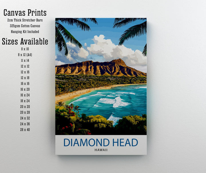 Diamond Head Hawaii Travel Print Wall Decor Wall Art Diamond Head Landscape Wall Hanging Home Décor Hawaiian Volcano Gift Art Lovers Scenic