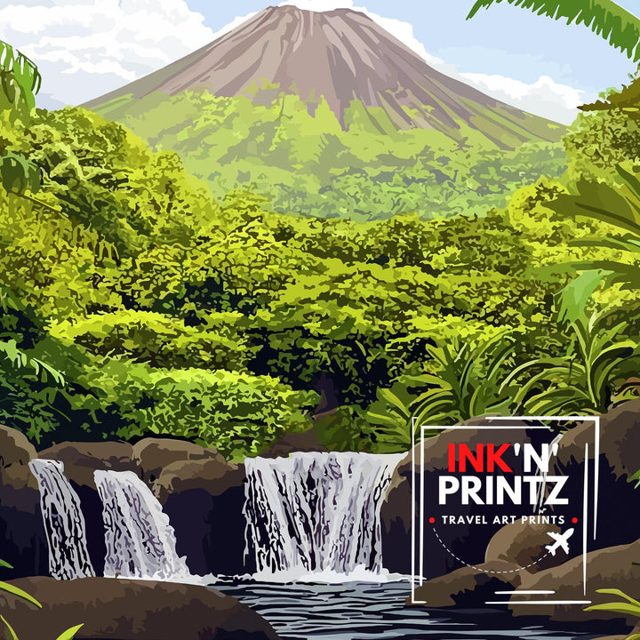 La Fortuna Costa Rica Travel Print Wall Decor Wall Art Arenal Volcano Landscape Wall Hanging Home Décor Tropical Paradise Gift Art Lovers