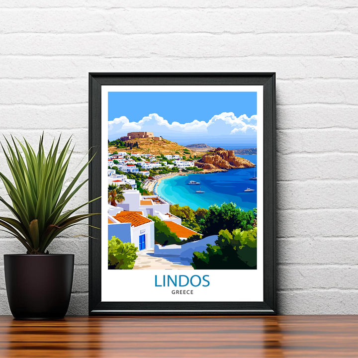 Lindos Greece Travel Print Wall Decor Wall Art Lindos Village Landscape Wall Hanging Home Décor Greek Island Gift Art Lovers Scenic Print