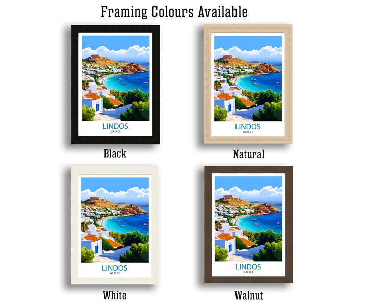 Lindos Greece Travel Print Wall Decor Wall Art Lindos Village Landscape Wall Hanging Home Décor Greek Island Gift Art Lovers Scenic Print