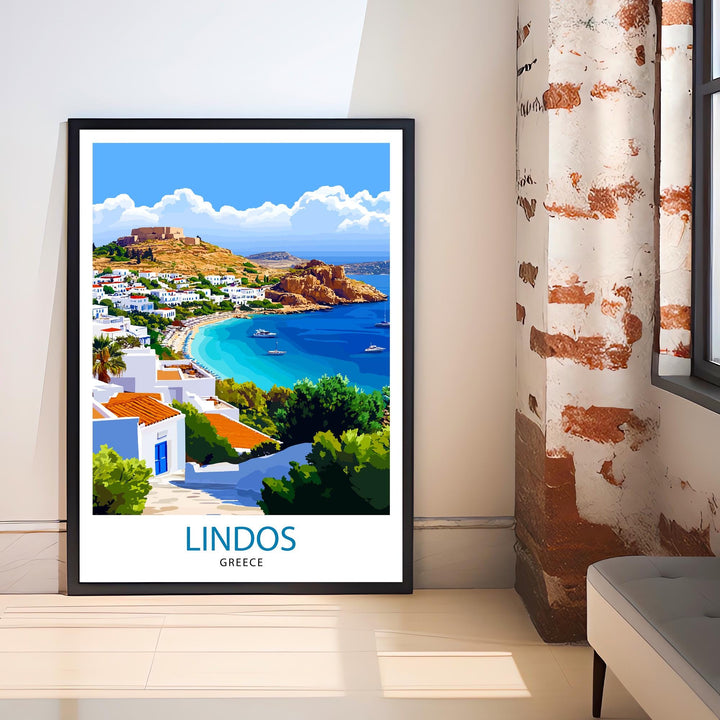 Lindos Greece Travel Print Wall Decor Wall Art Lindos Village Landscape Wall Hanging Home Décor Greek Island Gift Art Lovers Scenic Print